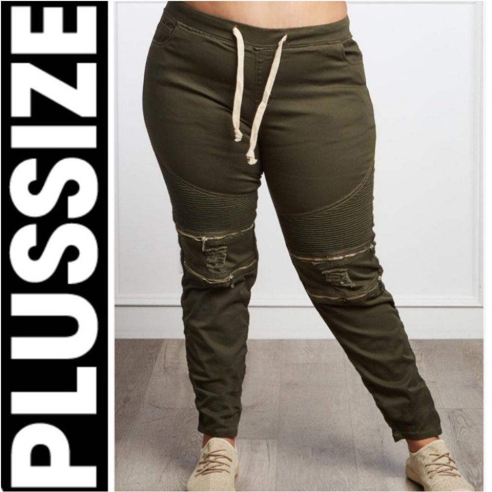 Pants CURVE PLUS SIZE CURVY ARMY GREEN PAN…